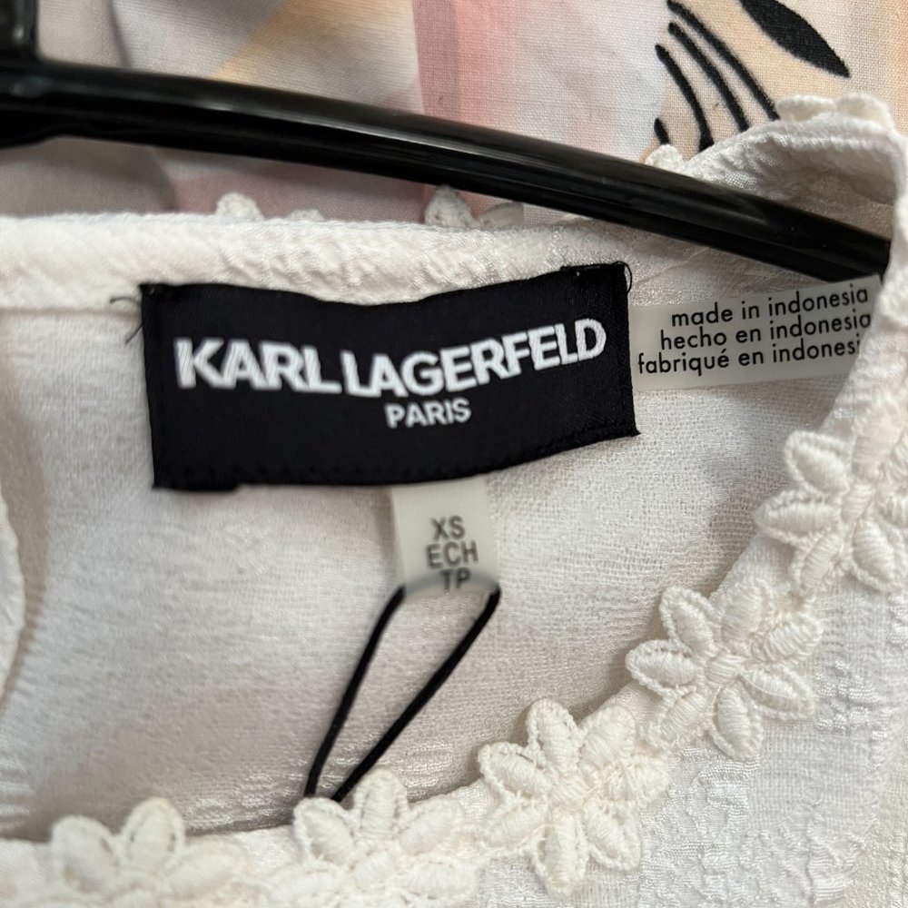 ❣️ NWT ❣️Karl Lagerfeld Paris White Blouse Size XS - Picture 5 of 7